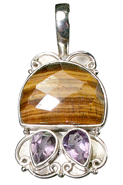 Design 10151: brown,purple tiger eye drop pendants