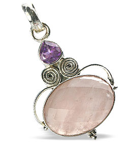 Design 10171: pink,purple rose quartz drop pendants