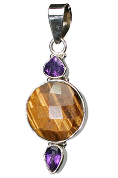 Design 10176: brown,purple tiger eye drop pendants