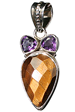 Design 10177: Brown, Purple tiger eye drop pendants