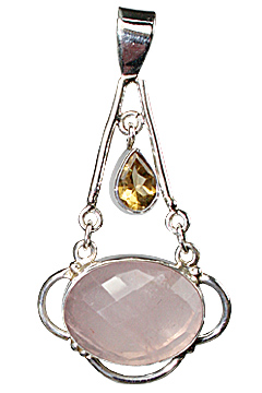 Design 10193: pink,yellow rose quartz pendants
