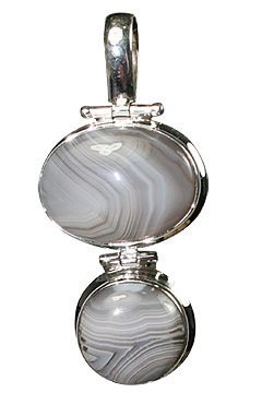 Design 10198: gray,white agate pendants