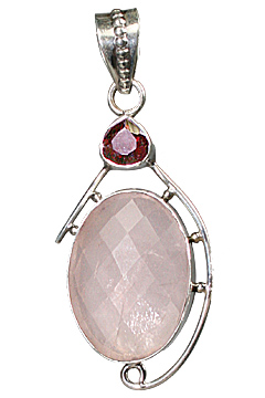 Design 10203: Pink, Red rose quartz pendants