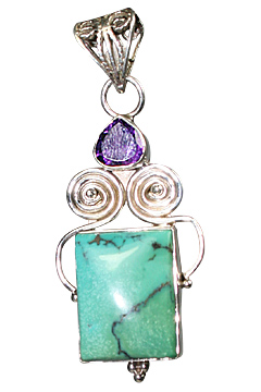 Design 10208: Green, Purple turquoise pendants