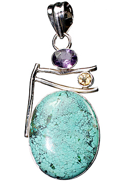 Design 10253: Blue, Purple, Yellow turquoise pendants