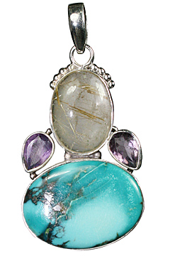 Design 10256: Blue, Purple, White turquoise pendants