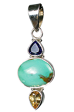 Design 10261: blue,purple,yellow turquoise drop pendants