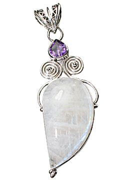 Design 10281: White, Purple moonstone drop pendants