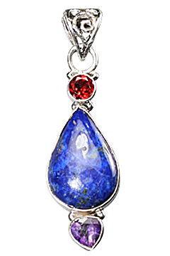 Design 10301: blue,purple,red lapis lazuli drop pendants