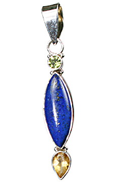 Design 10309: blue,green,yellow lapis lazuli drop pendants
