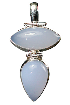 Design 10333: blue,white chalcedony drop pendants