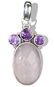 Design 10340: pink,purple rose quartz drop pendants