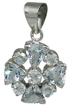 Design 10504: Blue aquamarine flower pendants