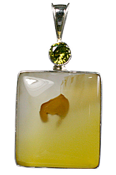 Design 10592: green,yellow onyx art-deco pendants