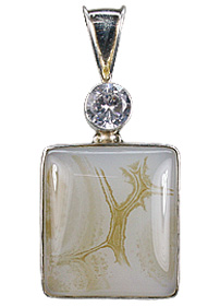 Design 10597: white,yellow chalcedony art-deco pendants
