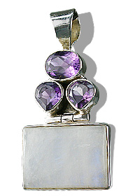 Design 10614: purple,white moonstone art-deco pendants
