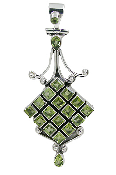 Design 10635: green peridot art-deco pendants