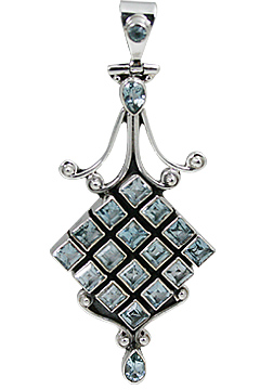 Design 10637: blue blue topaz art-deco pendants