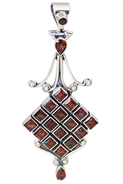 Design 10640: red garnet art-deco pendants