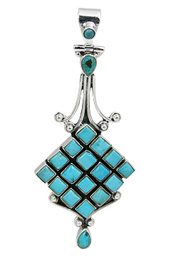 Design 10642: blue turquoise art-deco pendants