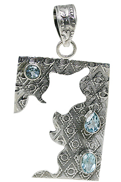 Design 10663: blue,white blue topaz art-deco pendants