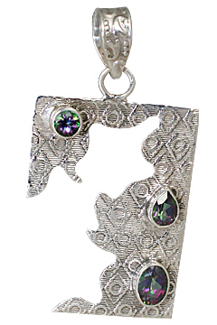 Design 10689: white,multi-color mystic quartz art-deco pendants