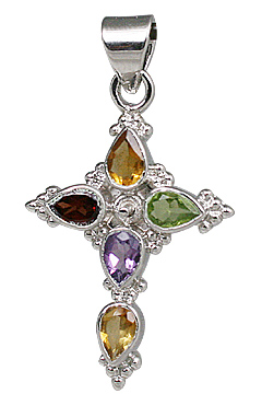 Design 11287: multi-color multi-stone cross pendants
