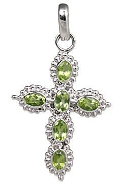 Design 11290: green peridot cross pendants