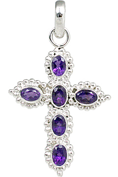 Design 11291: purple amethyst cross pendants