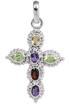 Design 11295: Multi multi-stone cross pendants