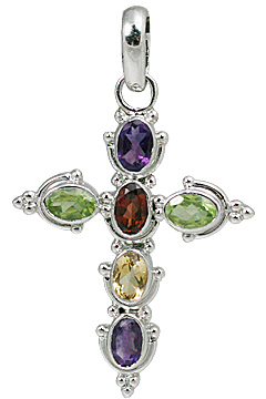 Design 11310: multi-color multi-stone cross pendants