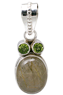 Design 11388: brown,green rutilated quartz pendants