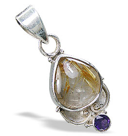 Design 11389: brown,purple rutilated quartz drop pendants
