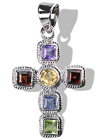 Design 12327: multi-color multi-stone cross pendants