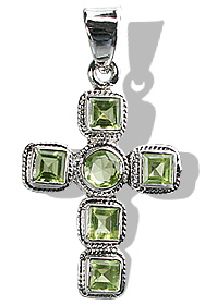 Design 12329: green peridot cross pendants