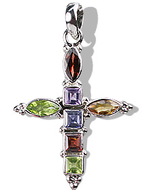 Design 12337: multi-color multi-stone cross pendants