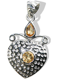 Design 12413: yellow citrine heart pendants