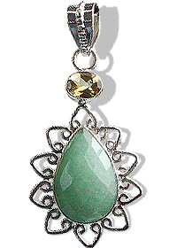 Design 12462: green,multi-color aventurine drop pendants