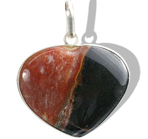 Design 12867: black,brown sardonyx heart pendants