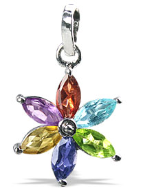 Design 12981: multi-color multi-stone flower pendants