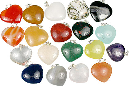 Design 13079: multi-color bulk lots heart pendants