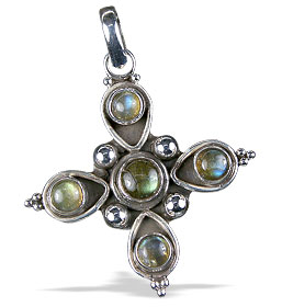 Design 13667: blue,green,gray labradorite cross pendants