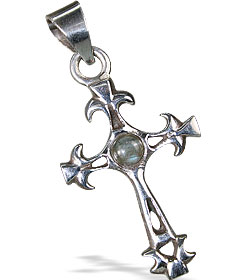 Design 13685: green,gray labradorite cross pendants