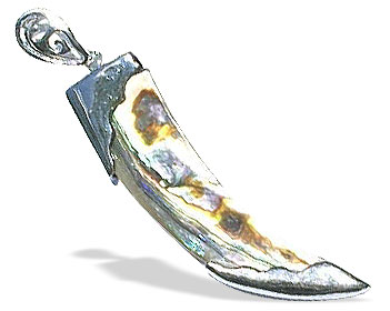Design 14974: multi-color mother-of-pearl claw pendants