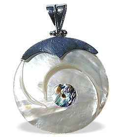 Design 15124: white,multi-color mother-of-pearl pendants