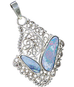 Design 15158: blue,multi-color opal pendants