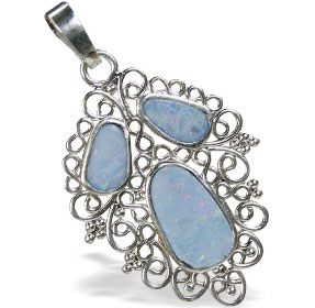 Design 15167: blue,multi-color opal pendants