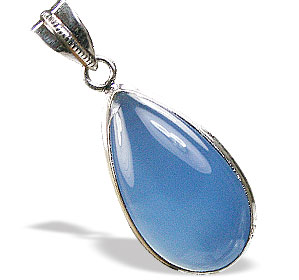 Design 15345: blue chalcedony art-deco pendants