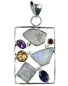 Design 15429: multi-color multi-stone pendants