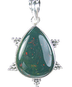 Design 15676: green bloodstone drop pendants